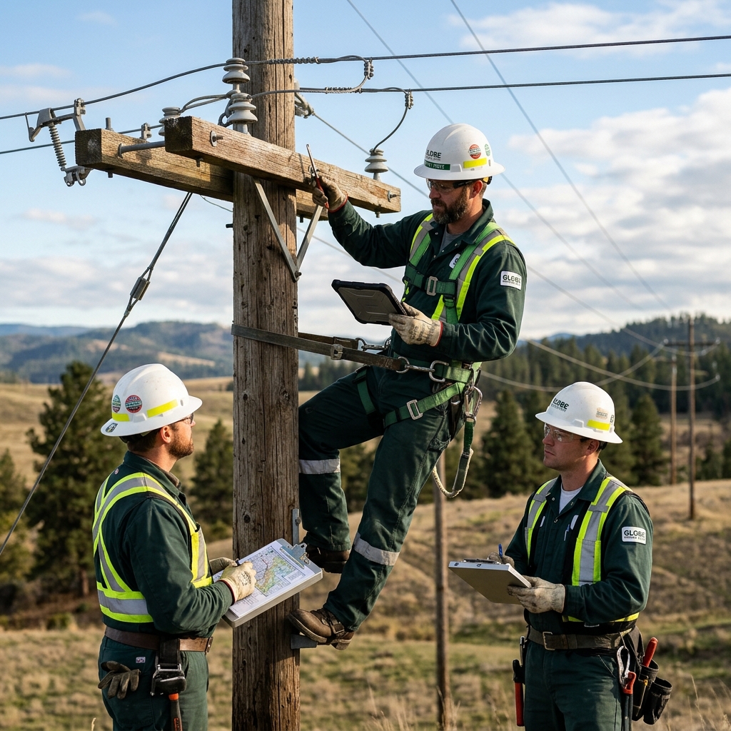 Trabalhadores na rede elétrica da Neoenergia